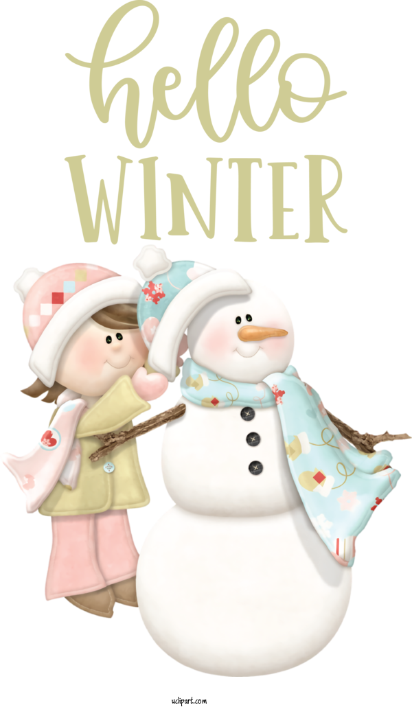 Free Nature Cartoon Snowman Drawing For Winter Clipart Transparent Background
