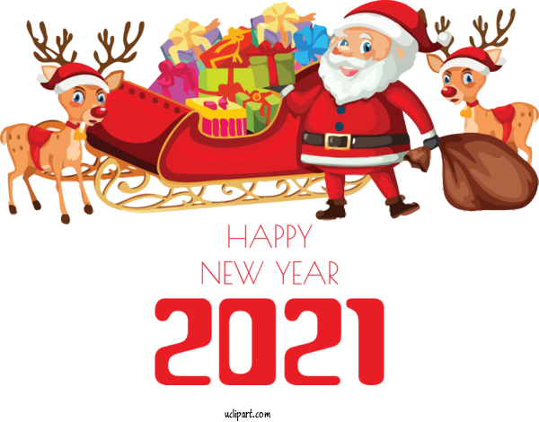 Free Holidays Santa Claus Christmas Day Reindeer For New Year Clipart Transparent Background
