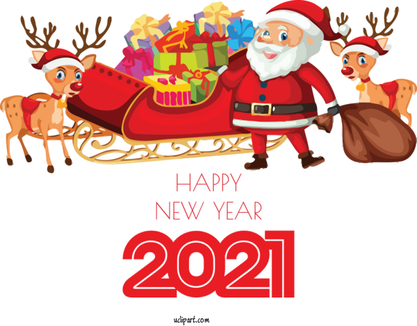 Free Holidays Santa Claus Reindeer Christmas Day For New Year Clipart Transparent Background