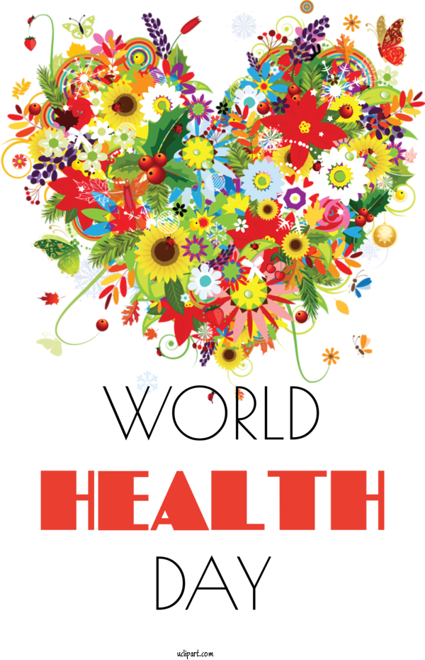 Free Holidays Heart Floral Design Design For World Health Day Clipart Transparent Background