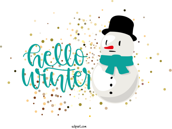 Free Nature Snowman Cartoon Drawing For Winter Clipart Transparent Background