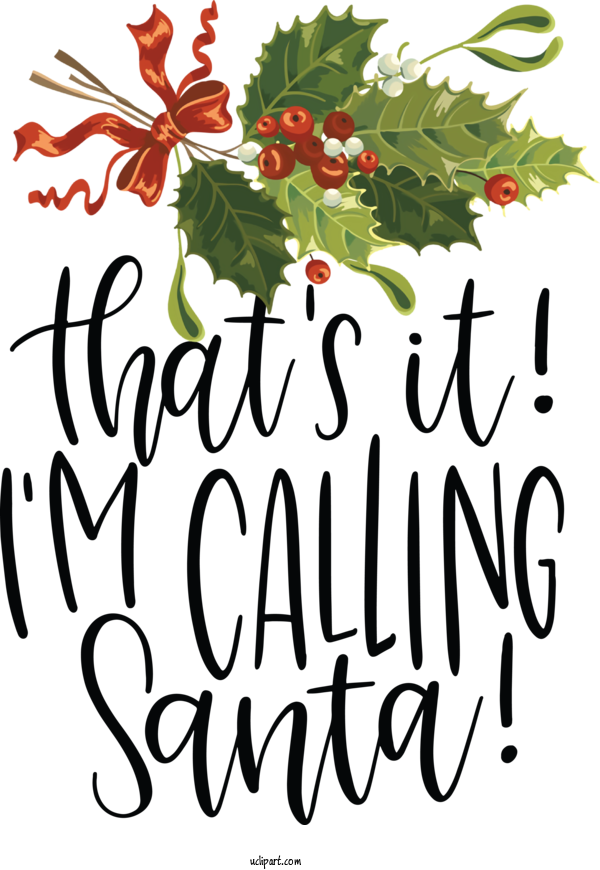 Free Cartoon Holly Christmas Decoration Floral Design For Santa Clipart Transparent Background