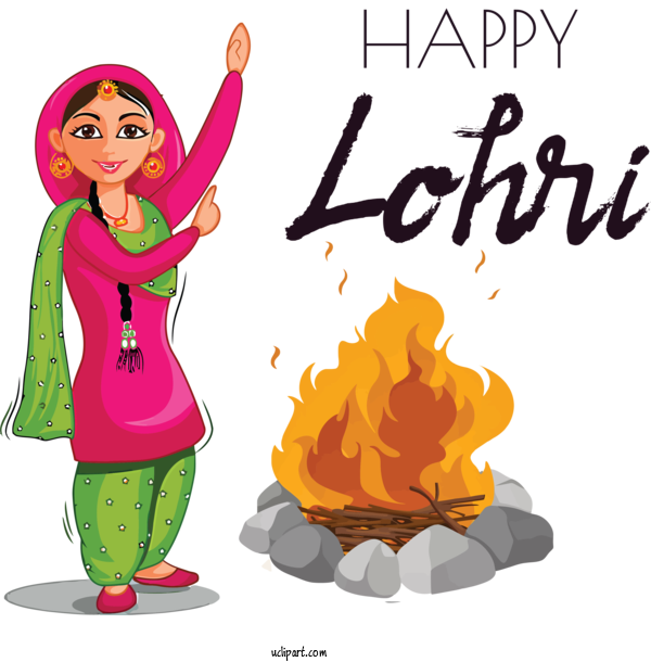 Free Holidays Cartoon Lohri For Lohri Clipart Transparent Background