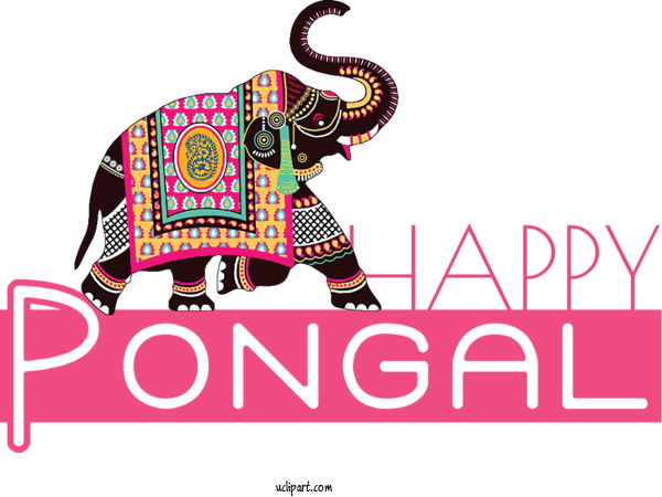 Free Holidays Elephant Painting Design For Pongal Clipart Transparent Background