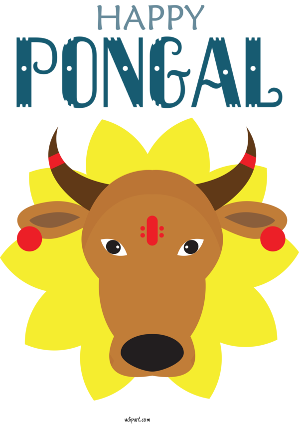 Free Holidays Deer Dog Cartoon For Pongal Clipart Transparent Background