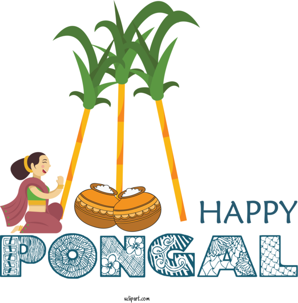 Free Holidays Cartoon Logo Drawing For Pongal Clipart Transparent Background