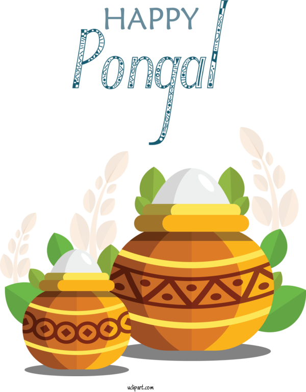 Free Holidays Design Text Cartoon For Pongal Clipart Transparent Background