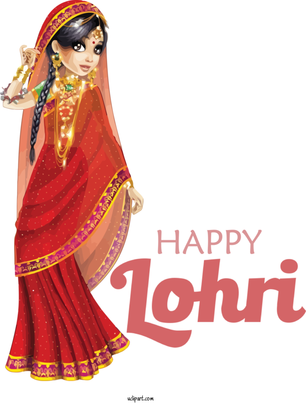 Free Holidays Sari Costume Design Kids Around For Lohri Clipart Transparent Background