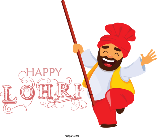Free Holidays Cartoon Poster Folk Dances Of Punjab For Lohri Clipart Transparent Background