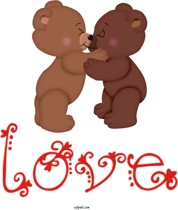 Free Holidays Bears Hug Cartoon For Valentines Day Clipart Transparent Background