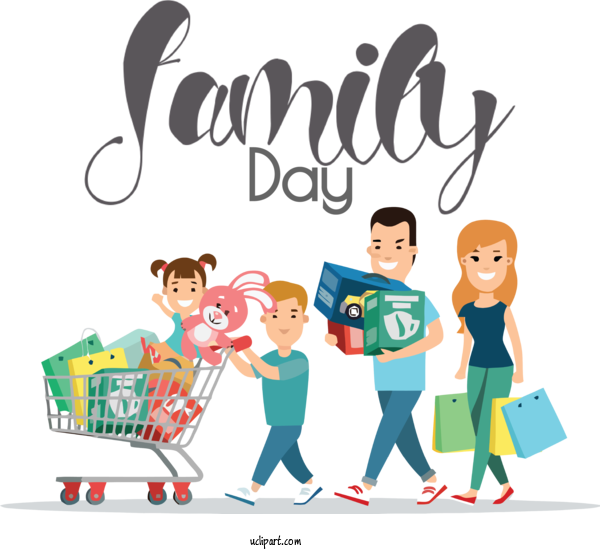 Free Holidays Cartoon Animation Shopping For Family Day Clipart Transparent Background