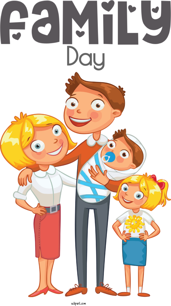 Free Holidays Family Cartoon For Family Day Clipart Transparent Background