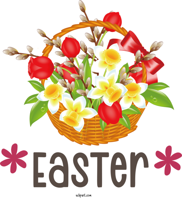 Free Holidays Easter Basket Basket Flower For Easter Clipart Transparent Background