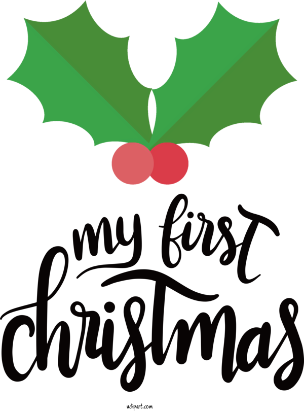 Free Holidays Logo Leaf Green For Christmas Clipart Transparent Background