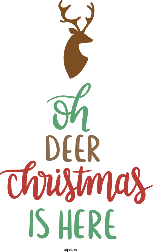 Free Holidays Deer Logo Text For Christmas Clipart Transparent Background