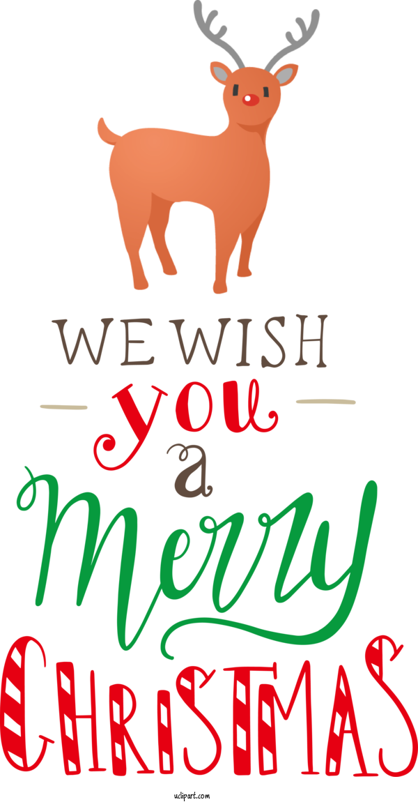 Free Holidays Reindeer Deer Text For Christmas Clipart Transparent Background