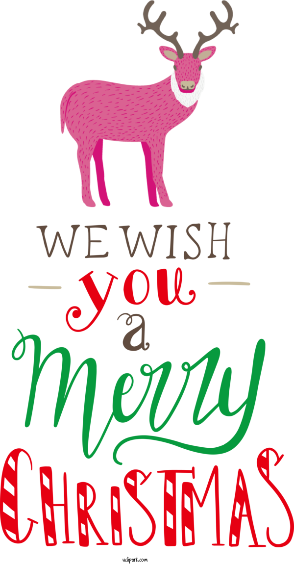 Free Holidays Reindeer Deer Text For Christmas Clipart Transparent Background