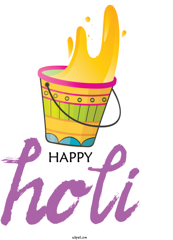 Free Holidays Logo Design Yellow For Holi Clipart Transparent Background