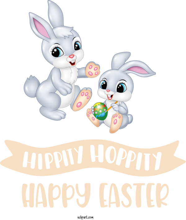 Free Holidays Hare Rabbit Cartoon For Easter Clipart Transparent Background