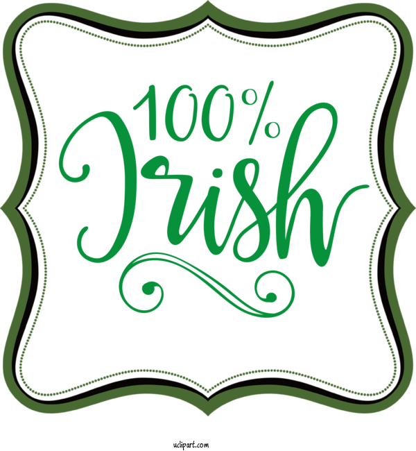 Free St. Patrick's Day Line Art Logo Green For St Patricks Day Quotes Clipart Transparent Background