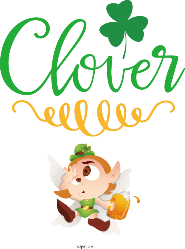 Free St. Patrick's Day Cartoon Flower Character For St Patricks Day Quotes Clipart Transparent Background