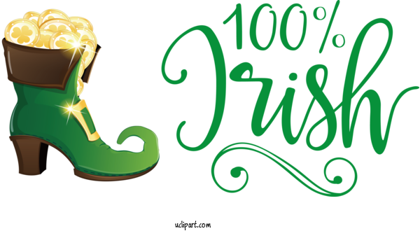 Free St. Patrick's Day Logo Shoe Green For St Patricks Day Quotes Clipart Transparent Background