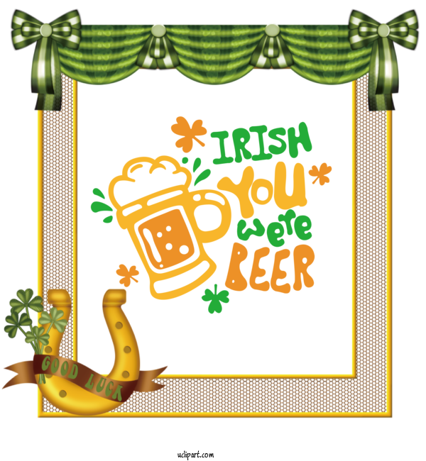 Free Holidays Picture Frame Yellow Pattern For Saint Patricks Day Clipart Transparent Background