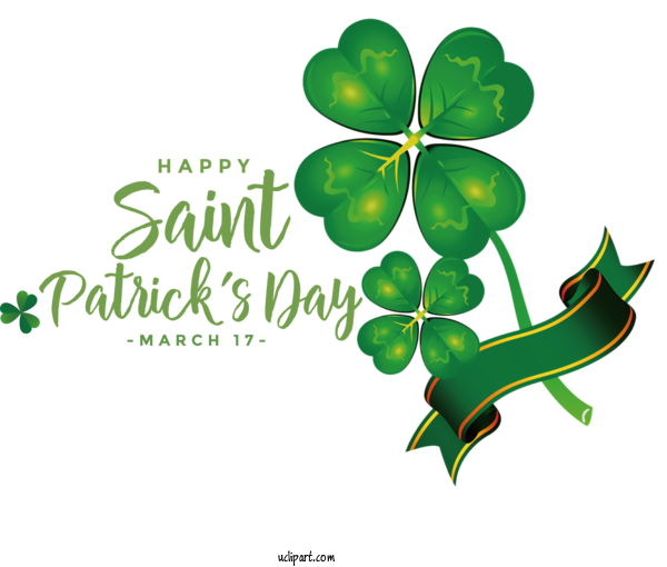 Free Holidays Four Leaf Clover Shamrock Saint Patrick's Day For Saint Patricks Day Clipart Transparent Background
