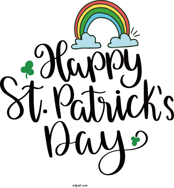 Free Holidays Logo Text Design For Saint Patricks Day Clipart Transparent Background