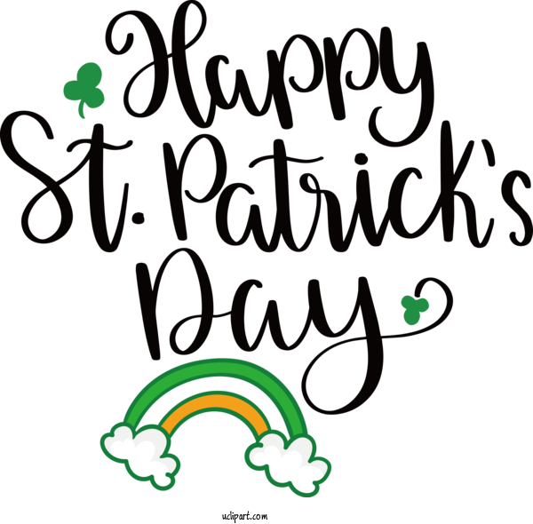 Free Holidays Logo Calligraphy Design For Saint Patricks Day Clipart Transparent Background