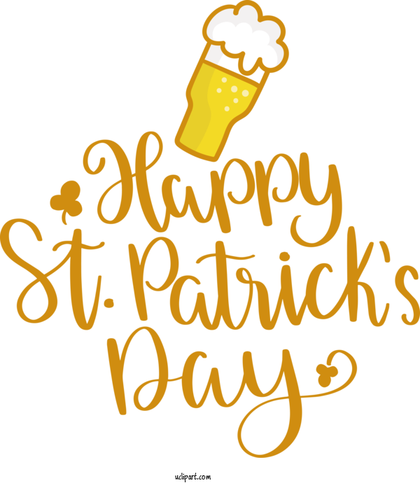Free Holidays Logo Calligraphy Yellow For Saint Patricks Day Clipart Transparent Background