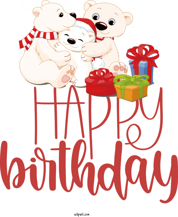 Free Occasions Polar Bear Bears Christmas Day For Birthday Clipart Transparent Background