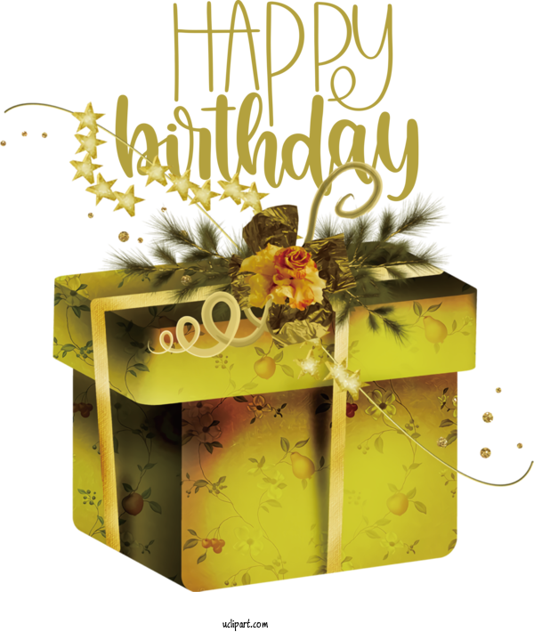Free Occasions Gift Yellow Floral Design For Birthday Clipart Transparent Background