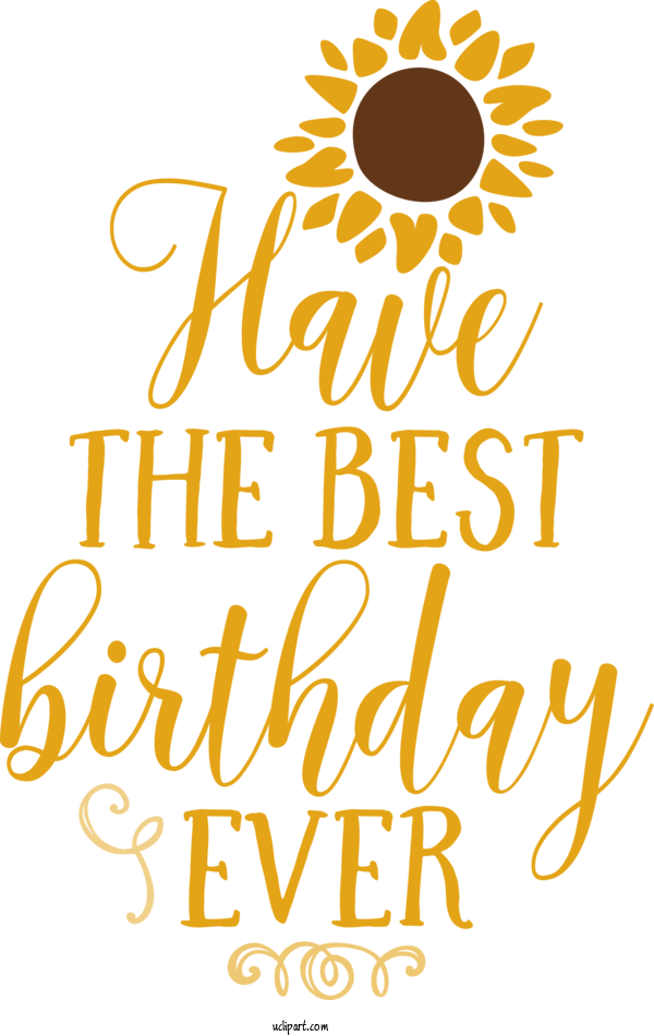 Free Occasions Calligraphy Yellow Line For Birthday Clipart Transparent Background