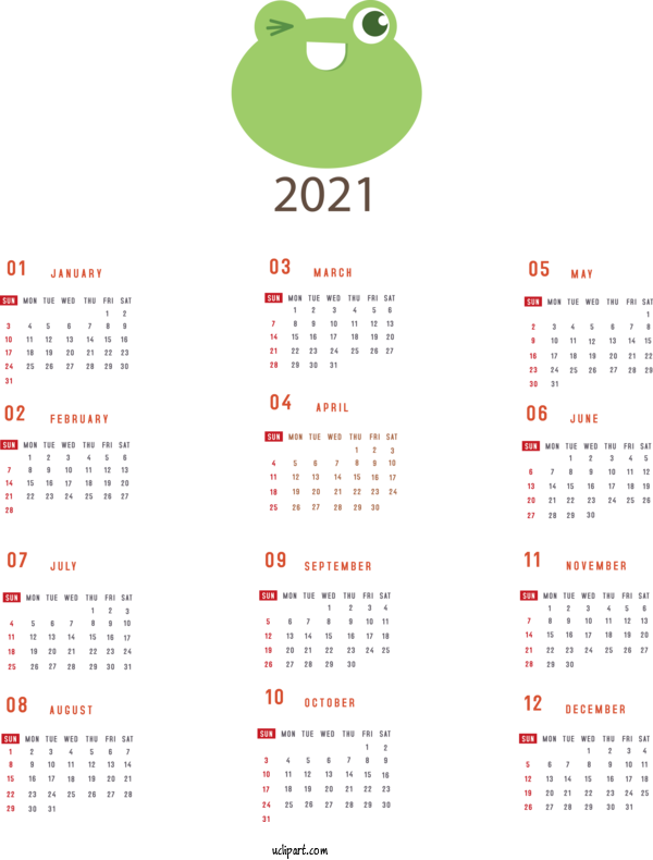 Free Life Calendar System Calendar Year 2021 For Yearly Calendar Clipart Transparent Background
