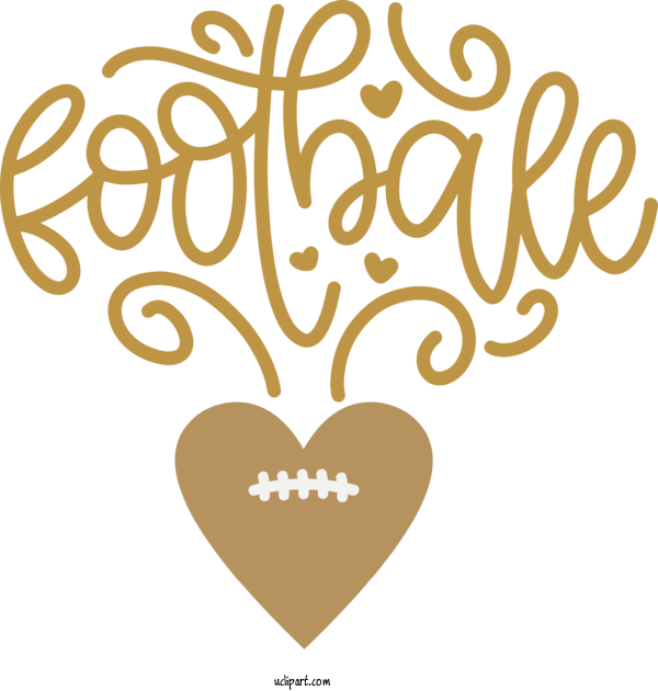 Free Sports Calligraphy Line Heart For Football Clipart Transparent Background