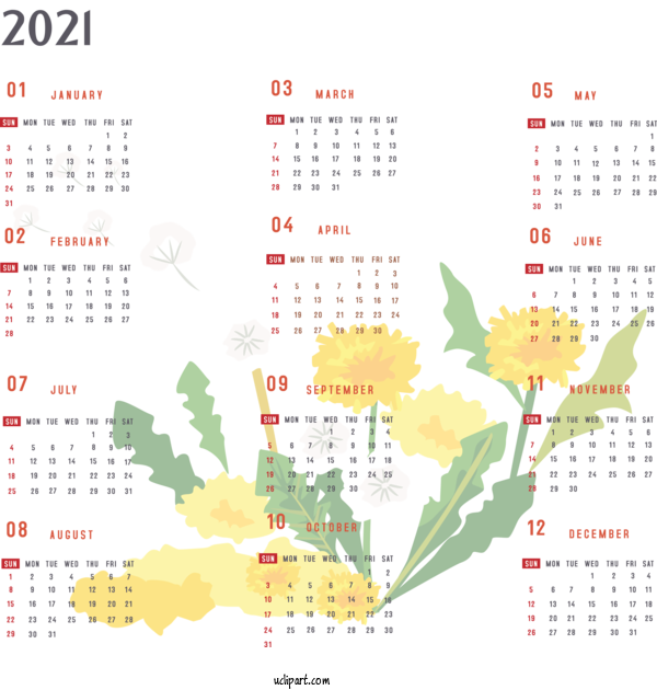 Free Life Design Kawaii For Yearly Calendar Clipart Transparent Background