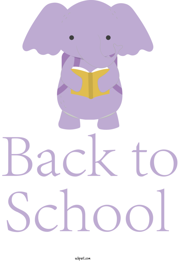 Free School Elephant Design Cartoon For Back To School Clipart Transparent Background