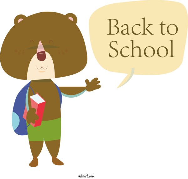 Free School Cartoon Logo Character For Back To School Clipart Transparent Background