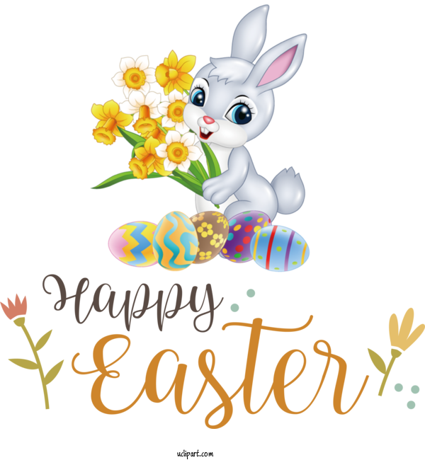 Free Holidays Easter Bunny Insects Text For Easter Clipart Transparent Background
