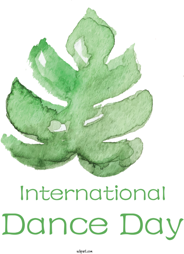 Free Holidays Leaf Green Font For International Dance Day Clipart Transparent Background