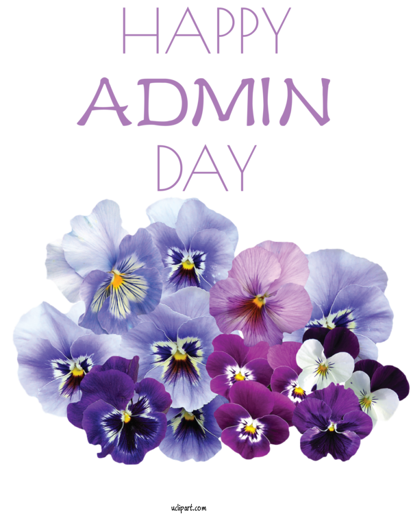 Free Holidays Pansy Flower Common Blue Violet For Admin Day Clipart Transparent Background