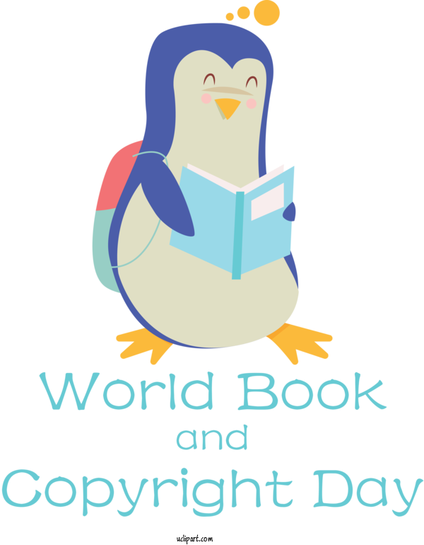 Free Holidays Penguins Birds Logo For World Book And Copyright Day Clipart Transparent Background