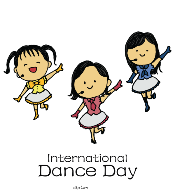 Free Holidays Cartoon Logo Character For International Dance Day Clipart Transparent Background