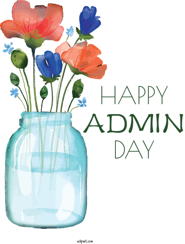 Free Holidays Floral Design Vase Cut Flowers For Admin Day Clipart Transparent Background