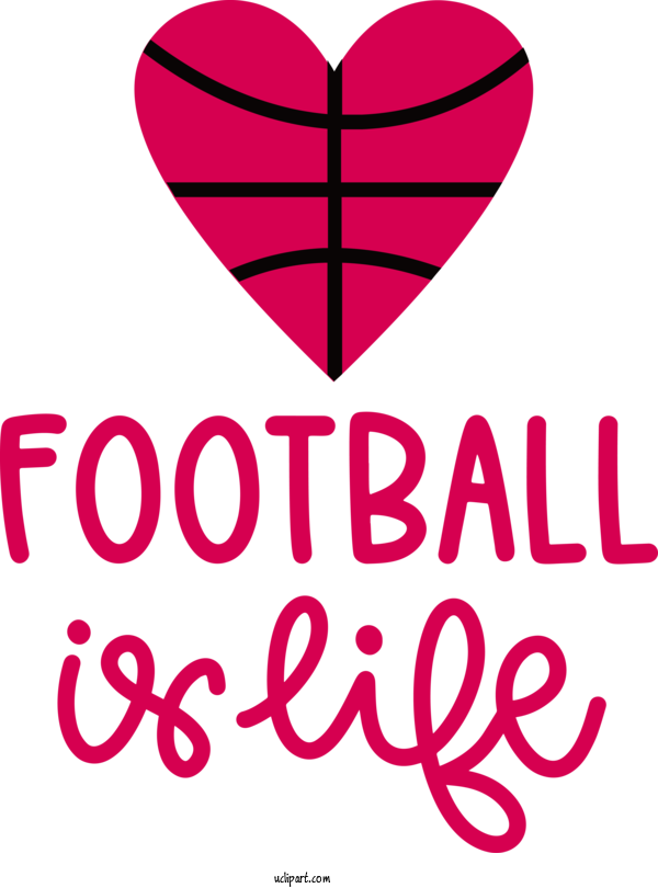 Free Sports Heart Line Valentine's Day For Football Clipart Transparent Background