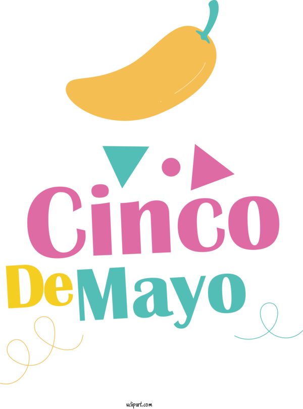 Free Holidays Design Logo Yellow For Cinco De Mayo Clipart Transparent Background