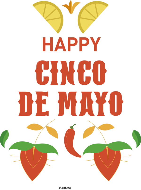 Free Holidays Flower Leaf Text For Cinco De Mayo Clipart Transparent Background