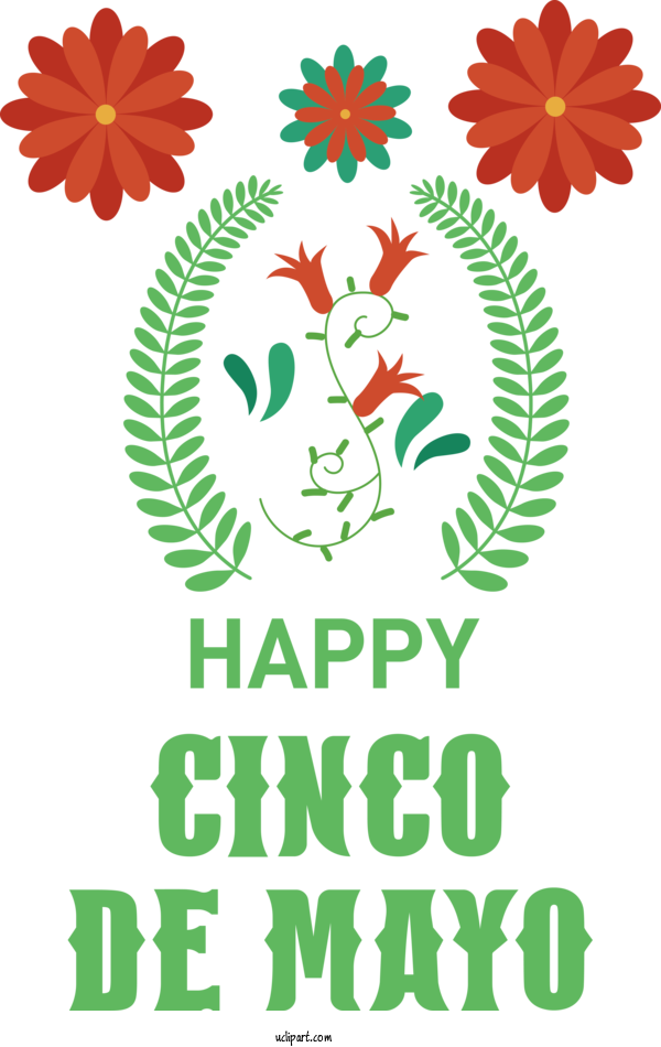 Free Holidays Floral Design Leaf Design For Cinco De Mayo Clipart Transparent Background