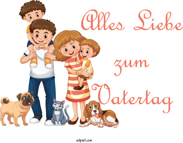 Free Holidays Family Cartoon For Alles Liebe Zum Vatertag Clipart Transparent Background